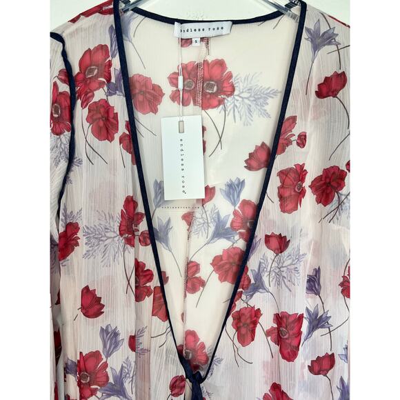 Endless Rose Sheer Floral Kimono Robe Boho Layering Duster Small - Picture 4 of 9